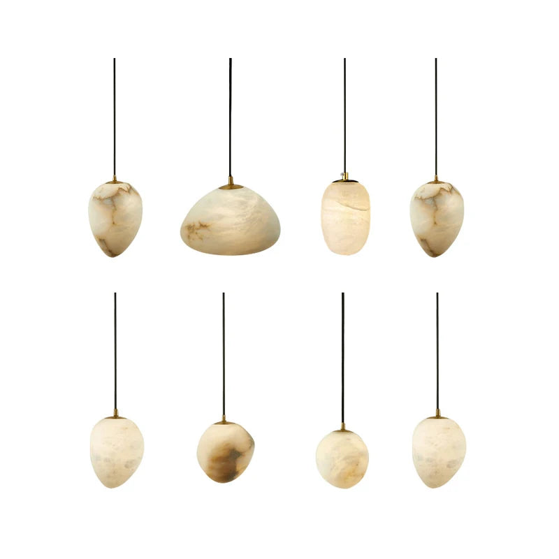 lustre suspendu led marbre géométrique intensité variable - vue 2 sur 12
