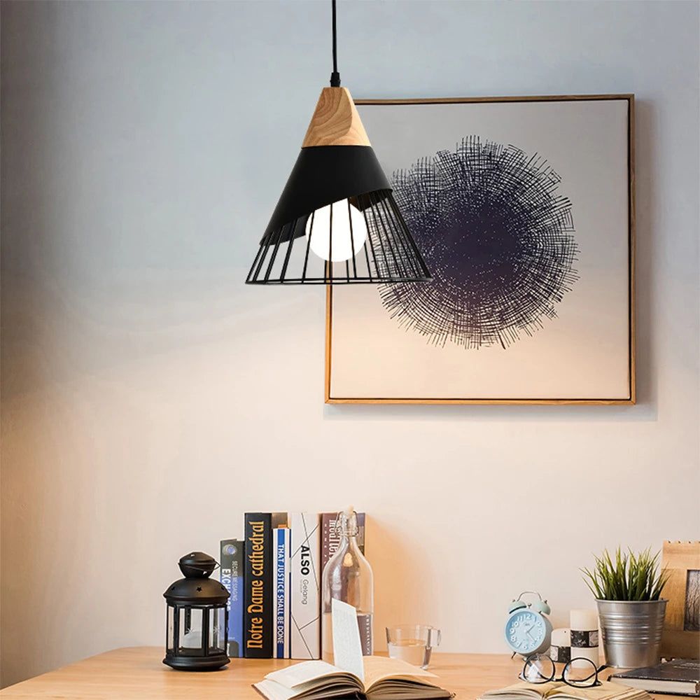 lustre vintage industriel en métal cage loft luminaire - vue 3 sur 19