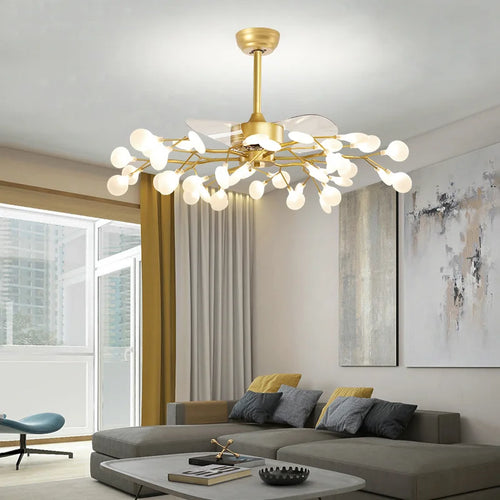 Moderner Deckenventilator mit LED-Beleuchtung – Kreative Pendelleuchte - vue 2 sur 18