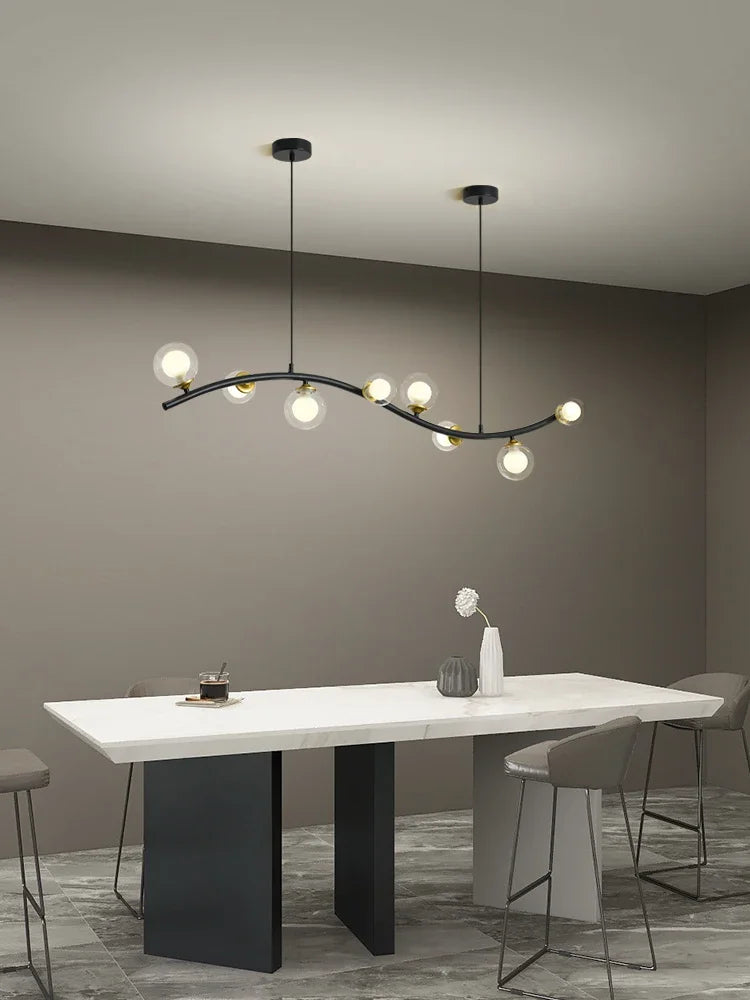 lustre en verre noir style nordique moderne pour restaurant et bar - vue 2 sur 10