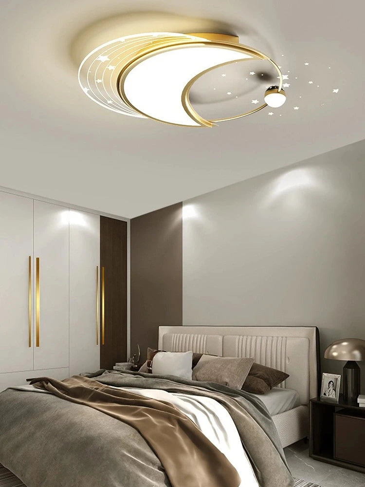 lustre moderne en fer avec éclairage led design étoile - vue 6 sur 15