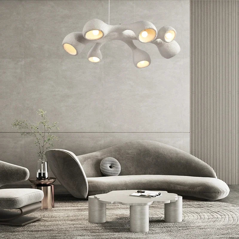 lustre de style wabi-sabi japonais led pour villa clubhouse duplex - vue 3 sur 9