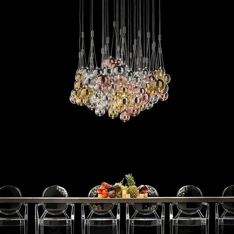 lustre nordique en verre avec suspension led pour décoration intérieure - vue 4 sur 12