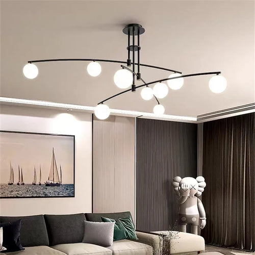 Minimalistischer Kronleuchter aus Glas im nordischen Stil für die Innendekoration - vue 2 sur 14
