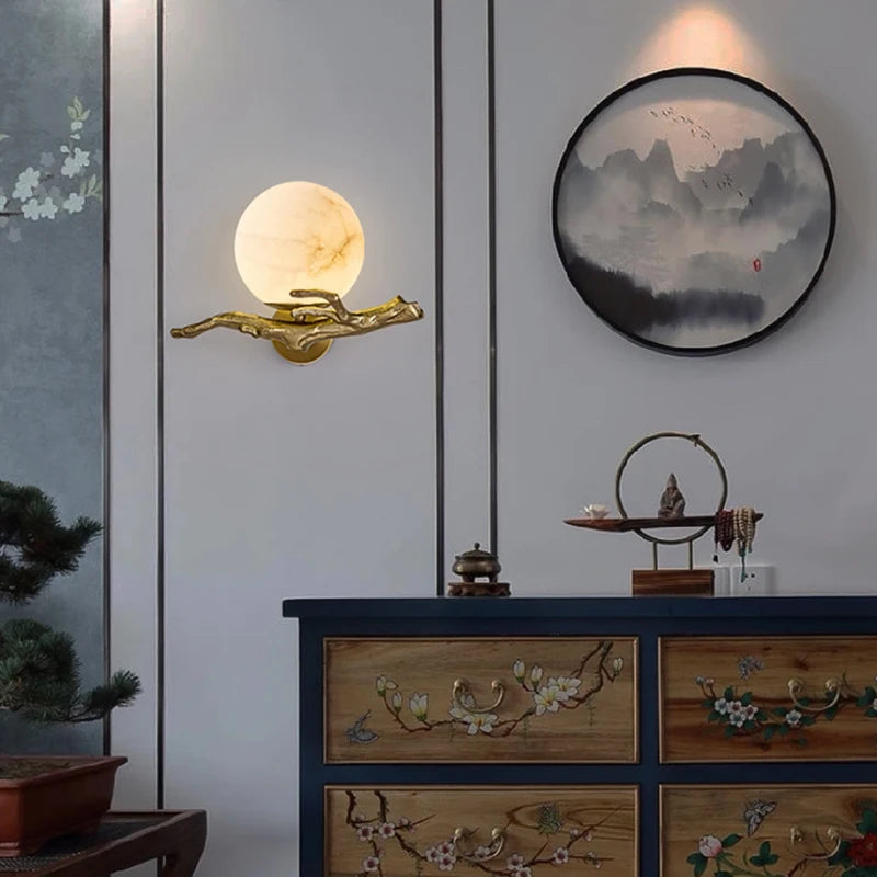 applique murale en cuivre et marbre naturel de luxe - vue 4 sur 7