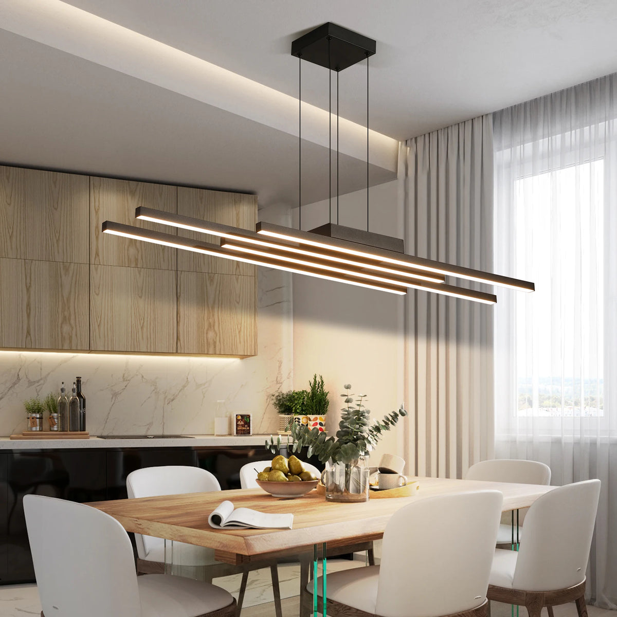 Moderner nordischer LED-Kronleuchter aus Aluminium minimalistisch Design - vue 4 sur 10