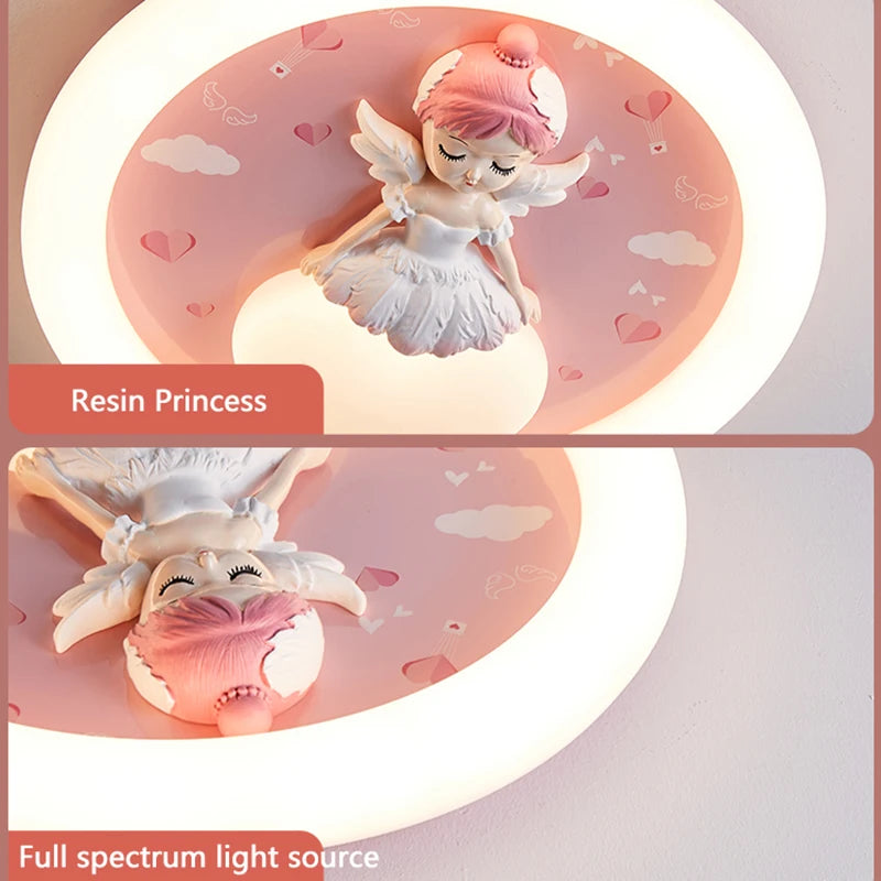 Full Spectrum Children's Room Ceiling Lamp Cartoon Resin Princess Ceiling Light Kids Baby Room Bedroom Nursery School Decor 220V - vue 6 sur 8