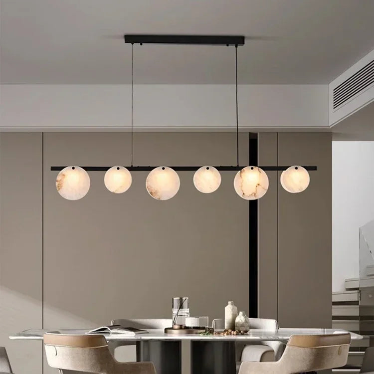 suspension moderne en marbre et cuivre pour décoration intérieure - vue 3 sur 7
