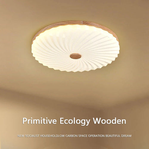 Deckenleuchte aus Holz und LED für moderne Inneneinrichtung