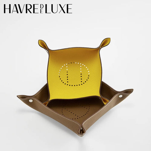 plateau de rangement en cuir pliable pour divers objets - vue 3 sur 10