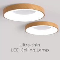 Runde LED-Deckenleuchte in Holzoptik ultraflach