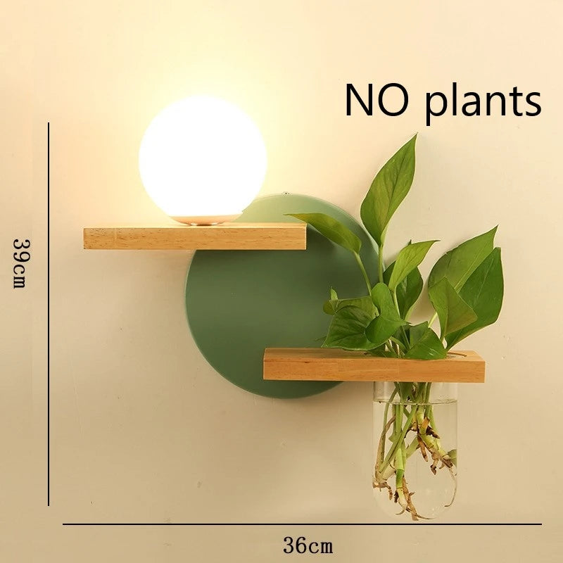 LED-Wandleuchte aus Holz mit nordischem Pflanzengefäß - vue 16 sur 23