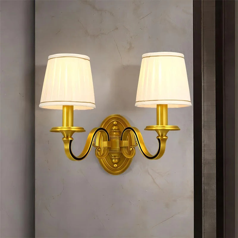 applique murale led en cuivre avec housse en tissu de qualité - vue 4 sur 4