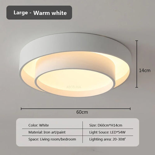 Moderne LED-Deckenleuchte minimalistisch weiß mit doppeltem Runddesign - vue 13 sur 18