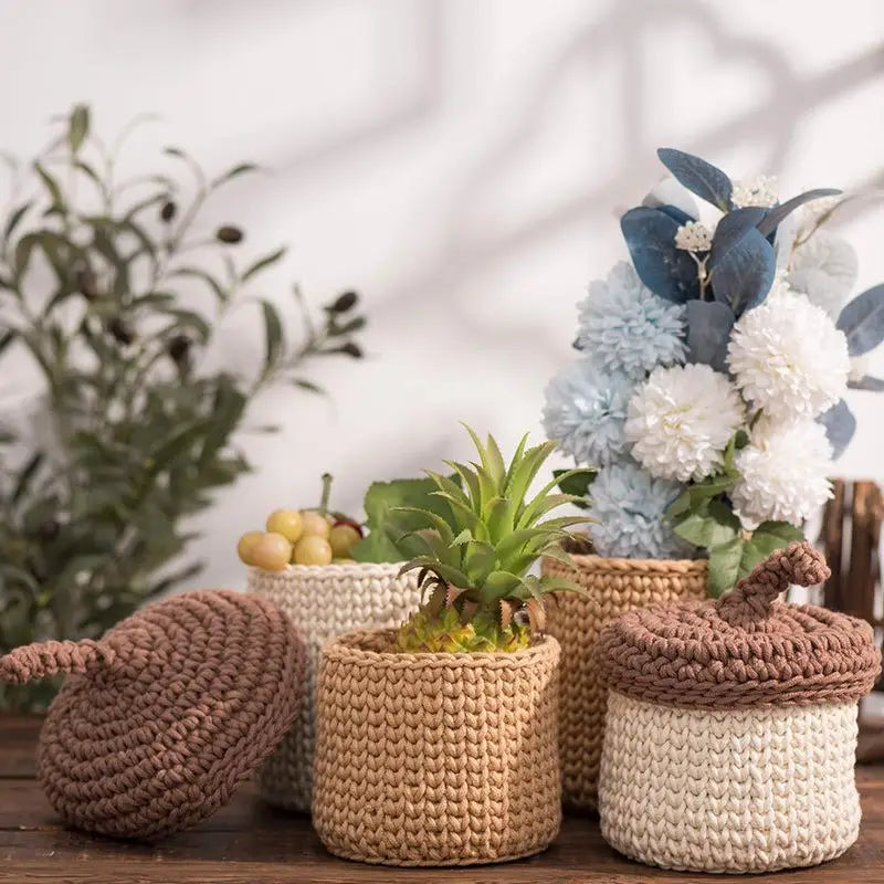 panier de rangement en corde de coton pour plantes et décorations - vue 4 sur 9