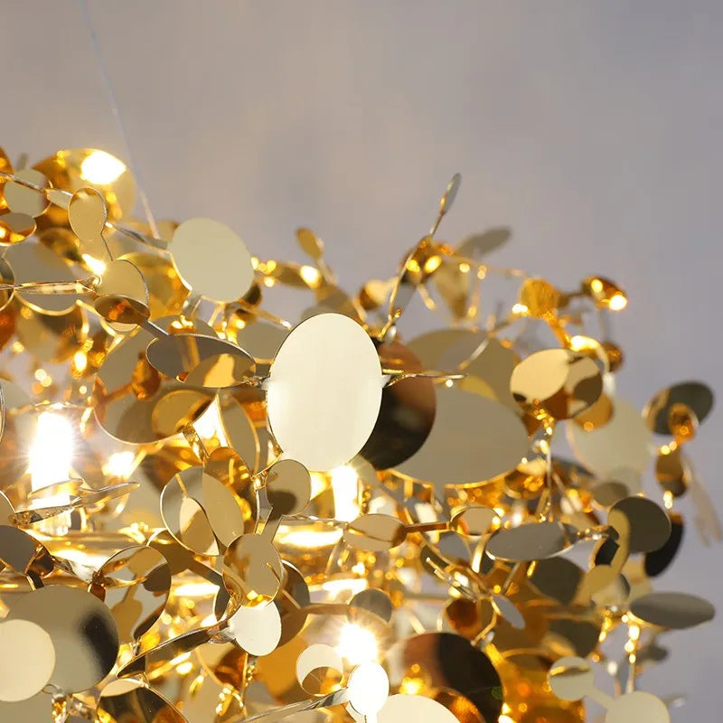 lustre en acier inoxydable post-moderne peu profond luxe - vue 5 sur 7