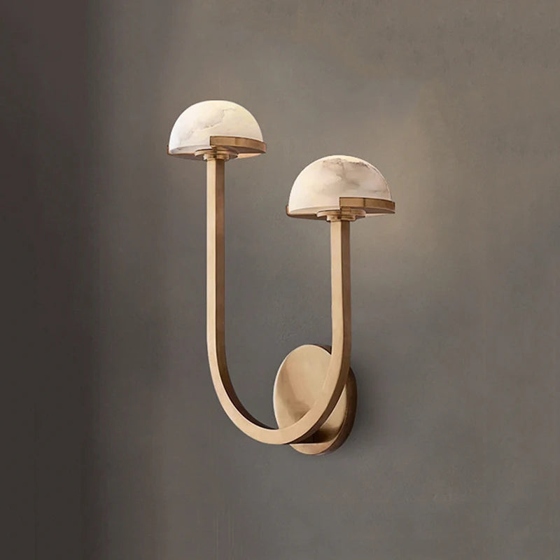 Applique murale style Américain Vintage Double Demi Boule Couloir Escalier Lampe Noir Cuivre LED Chambre Salon Marbre Décoratif Applique Murale