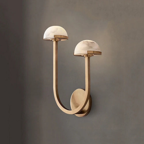 applique murale vintage double demi boule led marbre