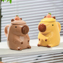 Mug capybara cartoon céramique avec couvercle grande capacité