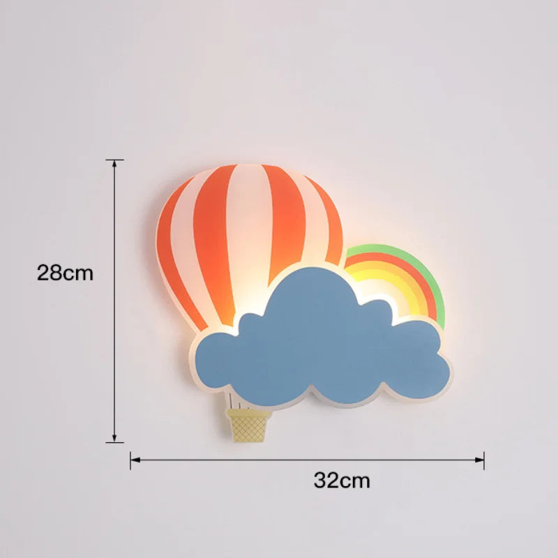 applique murale led nuage montgolfière dessin animé pour enfant