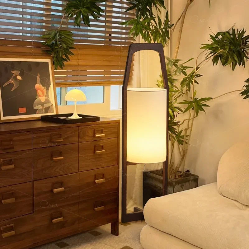 lampadaire japonais rétro en bois massif design créatif et simple - vue 4 sur 6