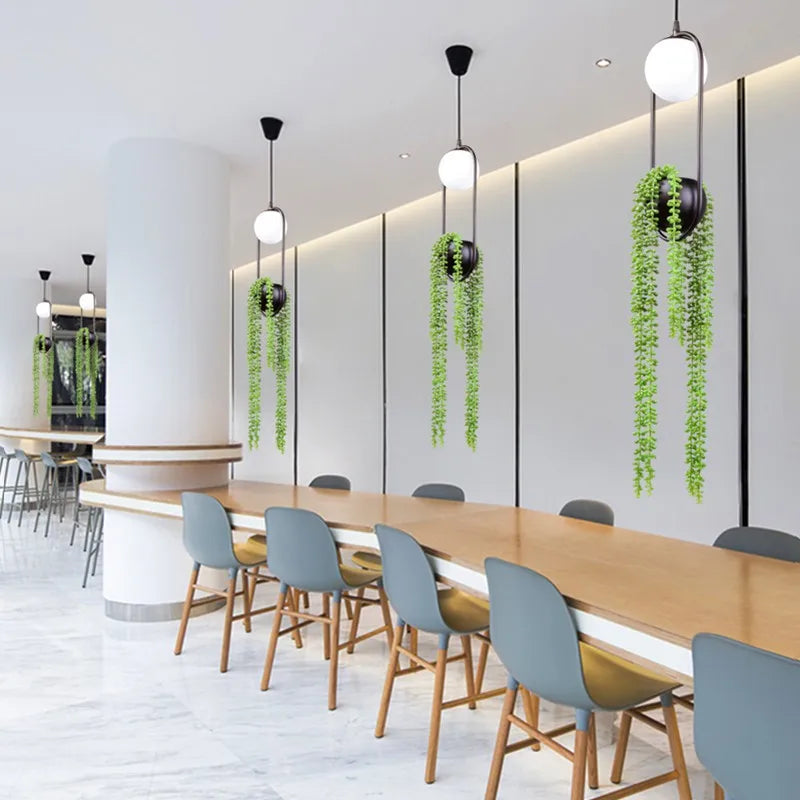 suspension moderne en forme de plante nordique en fer led - vue 3 sur 7