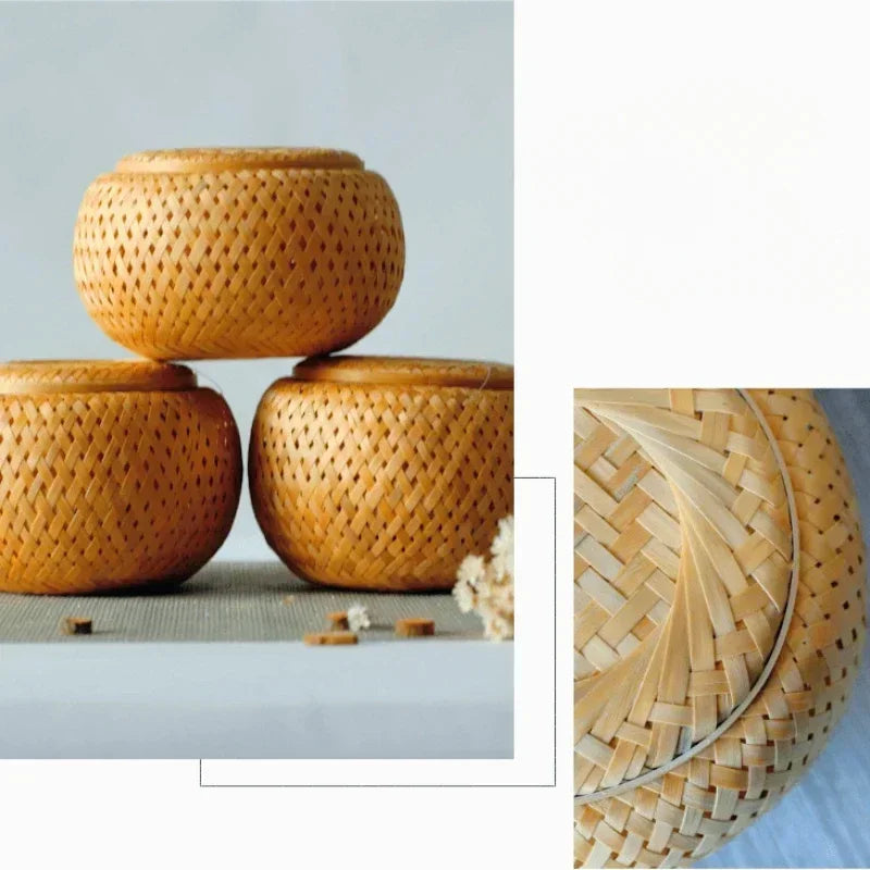 panier en rotin tissé à la main pour rangement et décoration - vue 7 sur 7