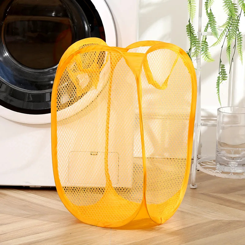 panier pliable pour tri de linge sale en maille - vue 8 sur 8