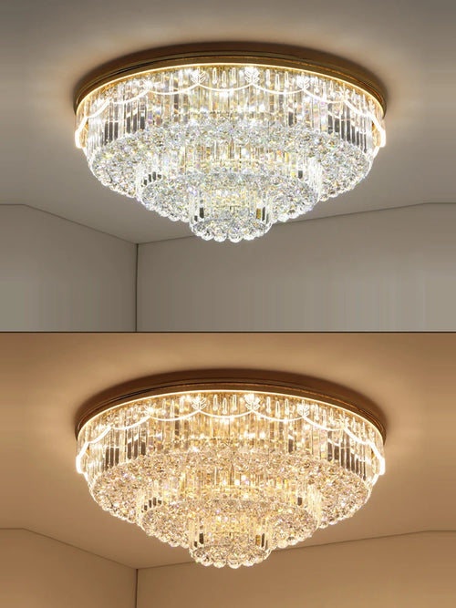 LED-Deckenleuchte dimmbar aus Kristall und Edelstahl für modernes Interieur - vue 3 sur 12