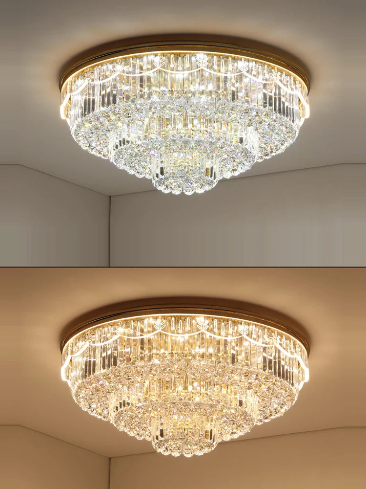 LED-Deckenleuchte dimmbar aus Kristall und Edelstahl für modernes Interieur - vue 2 sur 12
