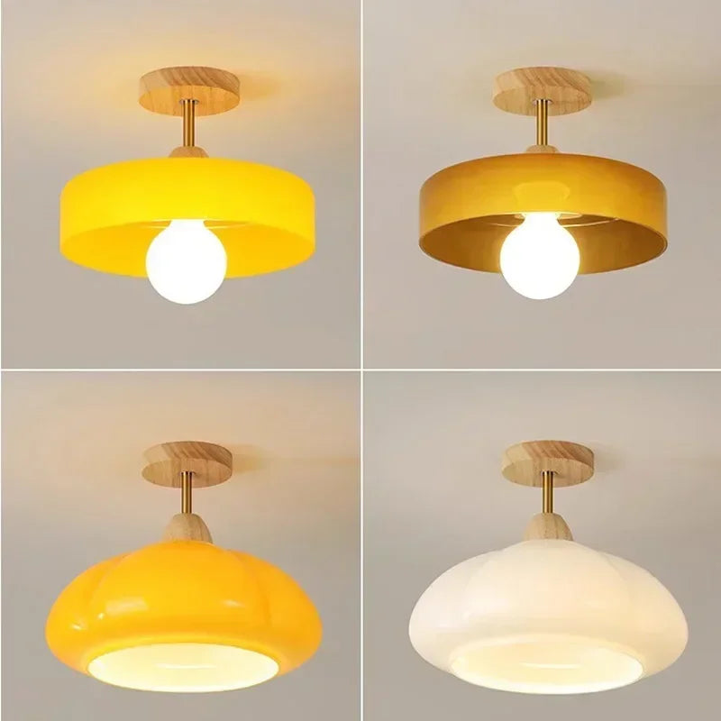 Plafonnier en verre médiéval en verre orange - vue 3 sur 10