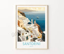 affiche rétro de voyage château et île de santorin art mural décoratif