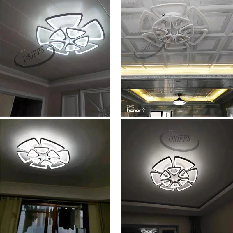 Nordique LED salon plafonnier chambre plafond lustre cuisine carré plafonnier salle à manger lustre lumières intérieures - vue 7 sur 10