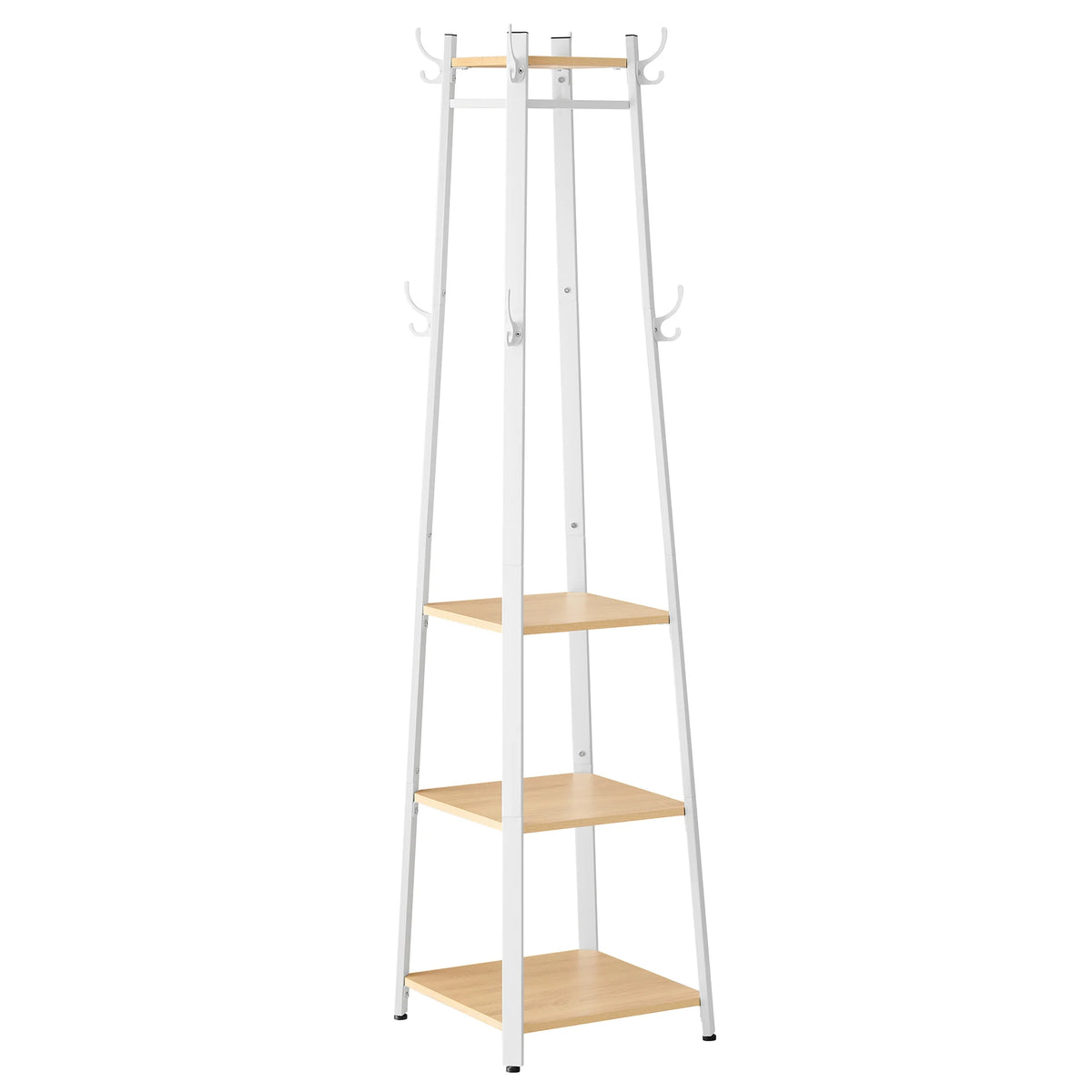 VASAGLE Coat Rack, Cloakroom, Clothes Rack with 3 Tier Shelf, Hooks and Rails, Steel Frame, Industrial Style