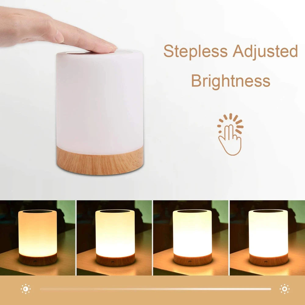 Lampe tactile LED veilleuse pour chambres à coucher salon Table Portable lampes de chevet Rechargeable blanc chaud RGB lumière pour enfants cadeau - vue 3 sur 8