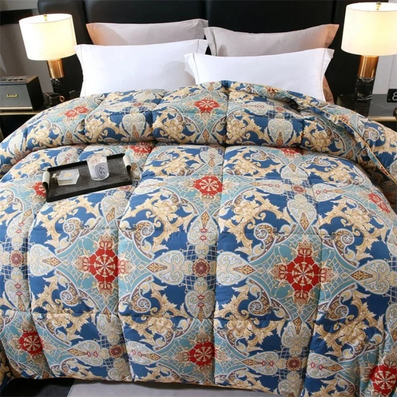 New 95 printed hotel down quilt thickened warm white goose down winter quilt , easy temperature locking - vue 3 sur 6