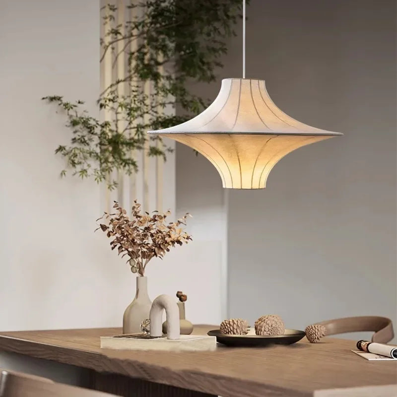Moderne Pendelleuchte aus Seide für Wohnzimmer - vue 6 sur 8