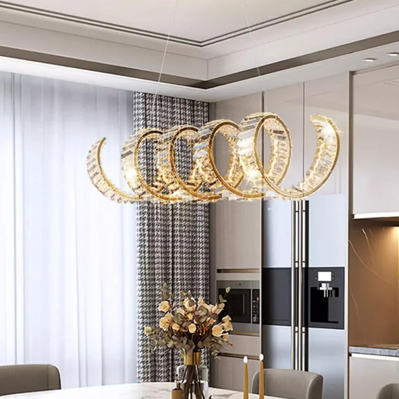 lustre suspendu design en spirale en cristal moderne - vue 4 sur 12