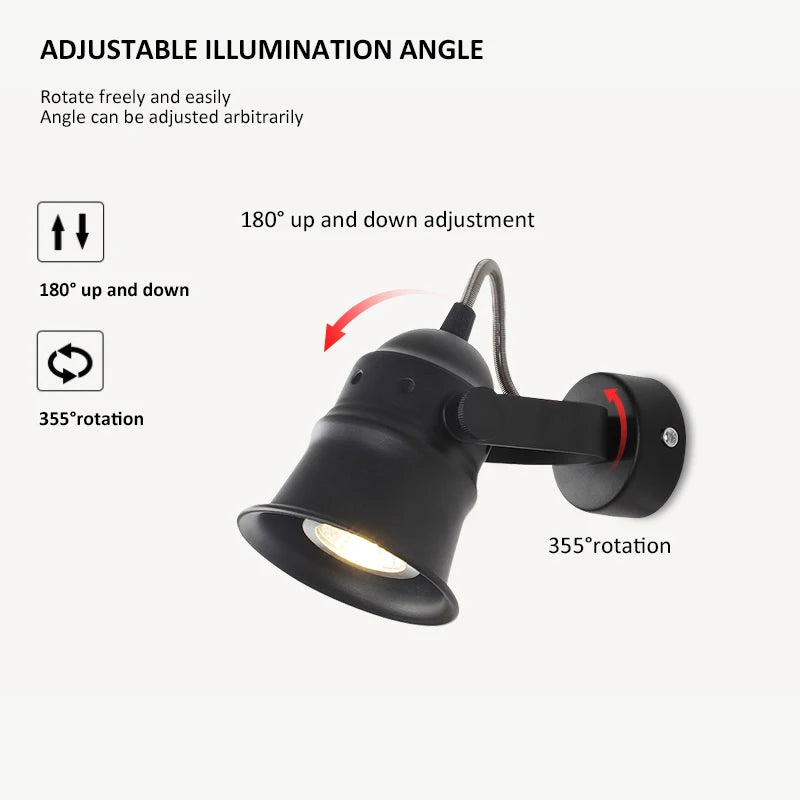applique murale rétro 2 en 1 en aluminium avec éclairage led - vue 7 sur 8