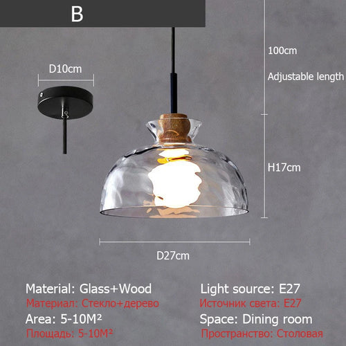 Kreative nordische Pendelleuchte aus Glas im Retro-Design