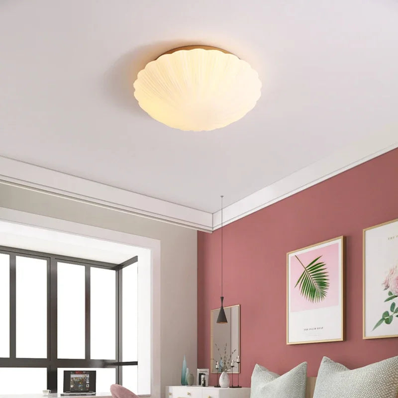 plafonnier en verre de coquillage style nordique pour décoration intérieure - vue 3 sur 7