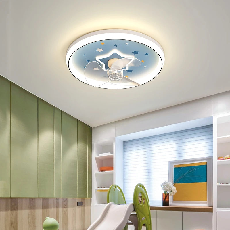 Moderner LED-Deckenventilator mit dekorativer Deckenleuchte für den Innenbereich - vue 3 sur 7