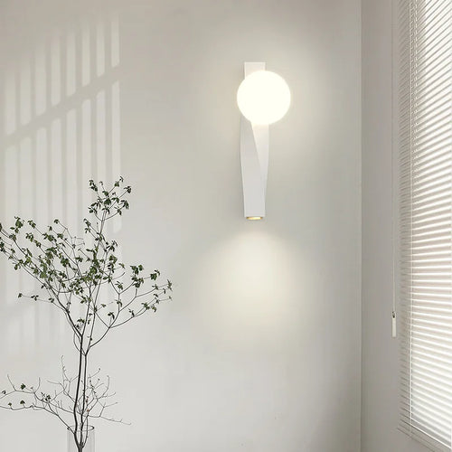 applique murale led en aluminium et verre blanc rotatif