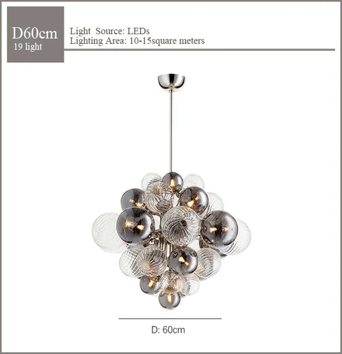 lustre nordique en verre globe avec éclairage led - vue 9 sur 10