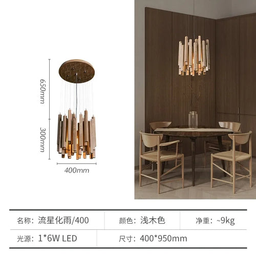 Chinesischer Restaurant-Kronleuchter aus Massivholz - vue 13 sur 16