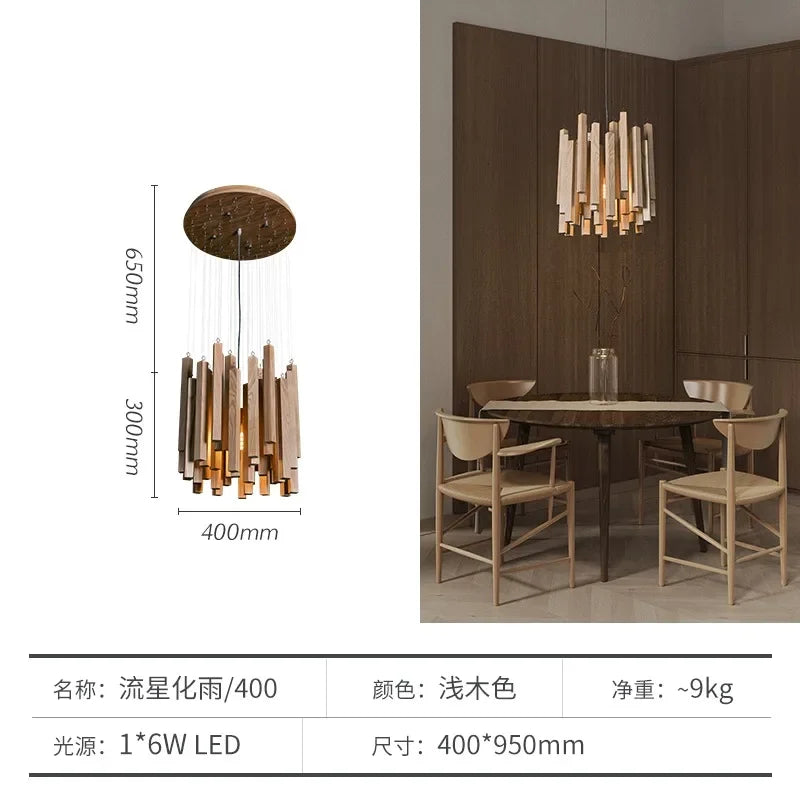 Chinesischer Restaurant-Kronleuchter aus Massivholz - vue 13 sur 16