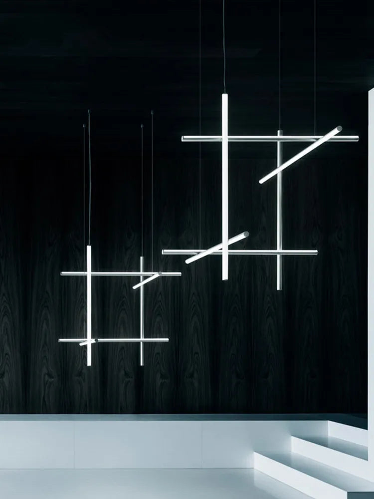 Plafonnier LED linéaire moderne italie lampe suspendue suspendue pour la décoration de l'hôtel lustre de salle à manger - vue 7 sur 15