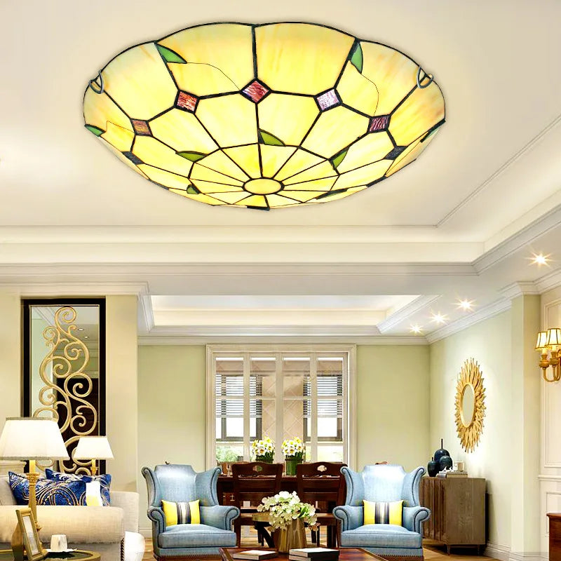 plafonnier méditerranéen éclairage tiffany led pour intérieur et extérieur - vue 4 sur 6
