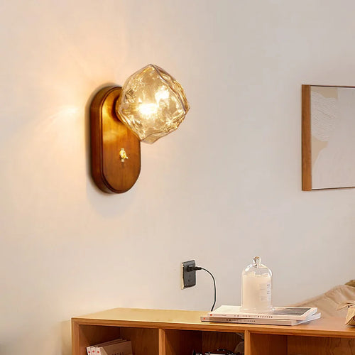 applique murale led style moderne avec interrupteur en bois - vue 4 sur 9