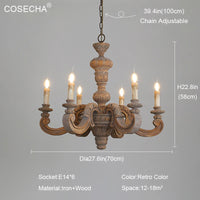 lustre vintage en bois éclairage art déco nordique rétro